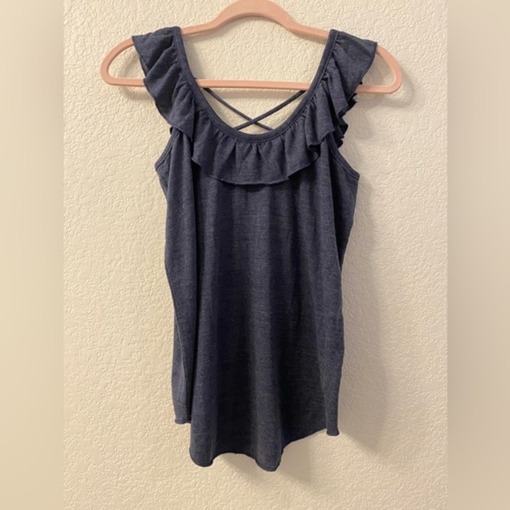 Chaser Black Ruffle Sleeve Top NWT